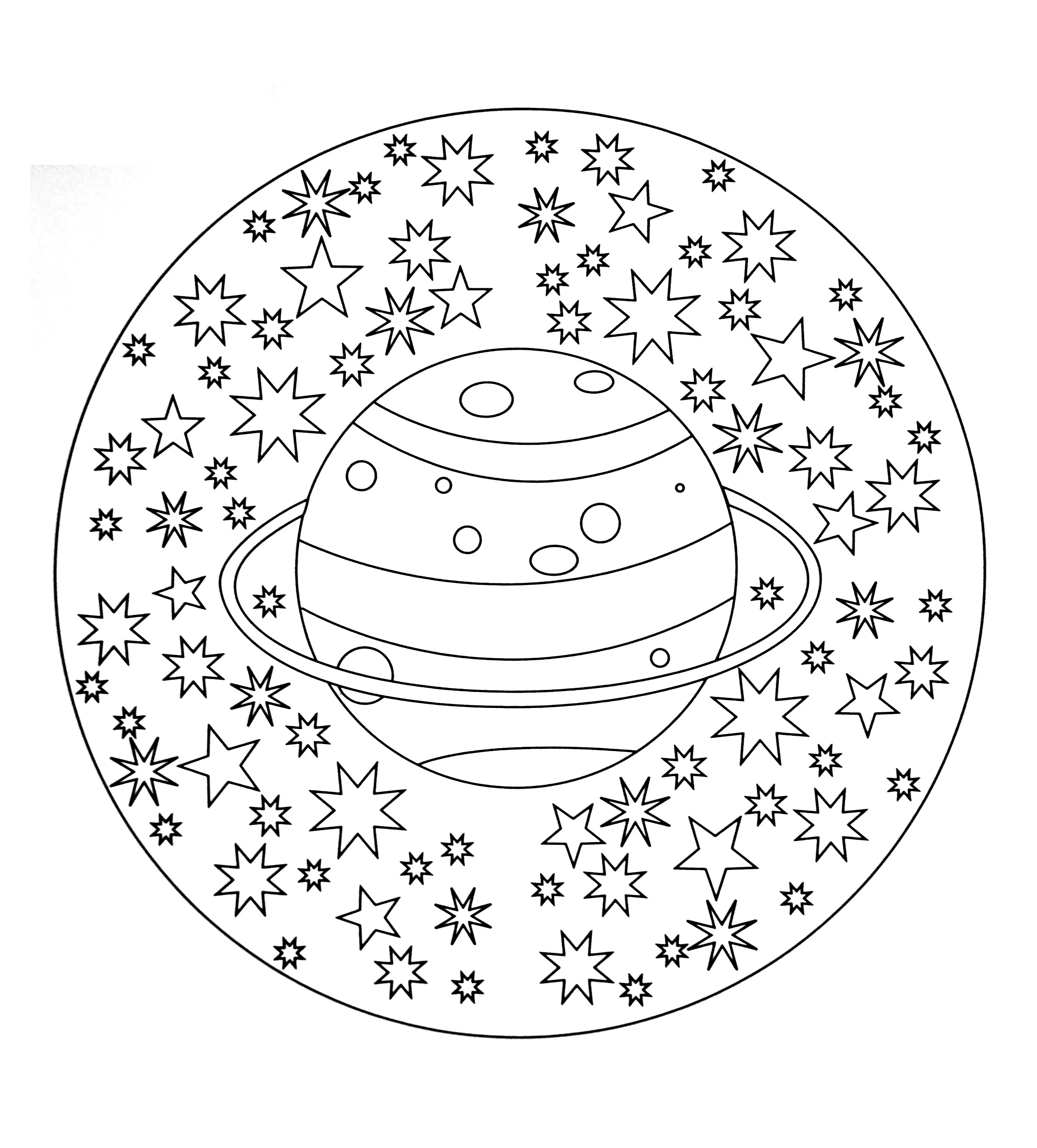 "Solar system" Mandala (Easy Mandalas for kids)